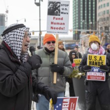 Detroit, Michigan USA, - 3 January 2026 - Activists rally in downtown Detroit to protest President