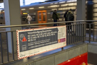 Announcement of restrictions, train cancellations due to construction on the line between Essen,