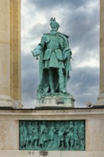 Heroes' Square, Hungarian leader Statue in the Millenium Monument, Budapest, Hungary