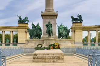Heroes' Square and Millenium Monument dedicated to important Hungarian leaders, Budapest, Hungary