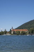Parish Church of St. Quirinus, Tegernsee Abbey, Castle with Braustüberl, view from Seeufer Point,
