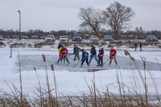 Detroit, Michigan USA - 1 January 2026 - As temperatures dropped and snow fell in the Great Lakes