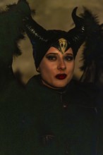 Teufelin, woman with horns, murmurs, winter, Waldburg Castle, Waldburg, Allgäu, Baden-Württemberg,