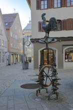 Göckelesbrunnen by Karl Ulrich Nuss 2013, modern art, bronze sculpture, rooster figure,