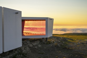 Windbreaks and observation huts on Mount Domen. The project consists of three small buildings,