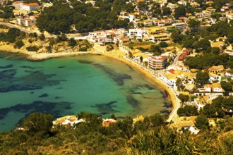 Top view, green vegetation, bay, Moraira, Costa Blanca, Spain