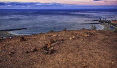 Extensive view of the sea at dusk with calm horizon, Los Cristianos, Tenerife