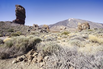 Majestic rock tower in an arid environment, Pico del Teide National Park, La Orotava Tenerife