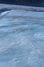 Ice formations of the athabasca glacier in jasper national park, alberta, canada, are melting due