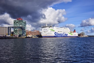 Kiel Fjord, Stena Germanica ferry, Stena Line GmbH, ferry, port house, high-rise building, modern
