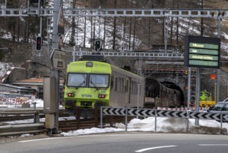Autoverlad Lötschberg bls Eisenbahn, Goppenstein, Valais, Switzerland