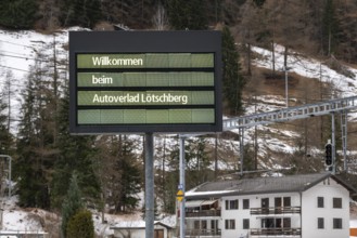 Sign Lötschberg Autoverlad, Goppenstein, Valais, Switzerland