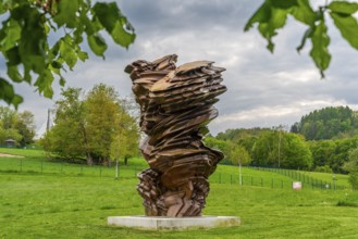 Sculpture, art installation Stack by artist Tony Cragg, Purple Path art and sculpture trail of the