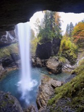 Waterfall mountain list in autumn-colored surroundings, Linthal, Klausenpass, Canton of Glarus,