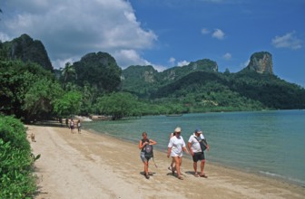 People, beach, Railay East, two years in front of the tsunami, Krabi, Thailand, December 2002,