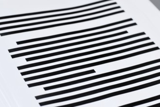 Close up of documents with fully blacked out text. Censorship secrecy and hidden information