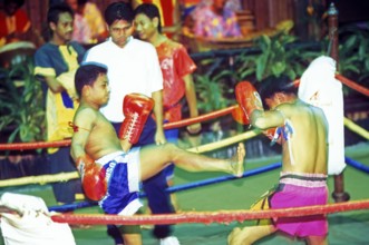 Thai boxing, Ko Phuket, Thailand, December 2002, vintage, retro, old, historic
