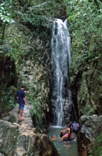 People, Bant Pae Waterfall, Khao Phra Thaeo, Ko Phuket, Thailand, December 2002, vintage, retro,