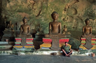 Buddha statues, Wat Suwannakhuha monastery, Phangnga Bay, Ko Phuket, Thailand, December 2002,