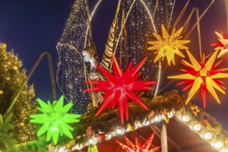 Baroque Christmas market with illuminated angels between the Protestant City Church and the