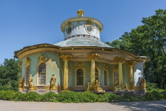 Chinese house, tea house with golden sculptures, Sanssouci Park, Potsdam