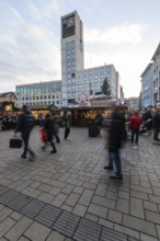 The Christmas market on the market square, in front of Stuttgart City Hall 2025, shines in festive