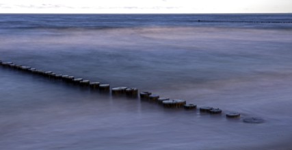Grooves in the sea, panorama, long exposure, Zingst, Fischland-Darß-Zingst, Western Pomerania