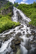 Bridalveil Falls waterfall, canyon, long exposure, Keystone Canyon, Richardson Highway, Alaska, USA