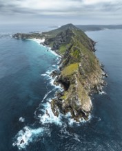 Aerial view, cliffs and sea at Cape of Good Hope, Cape Point Lighthouse, Cape Peninsula, Cape Point