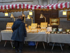 Customers at a junk stand next to Berlin's Bode Museum, Berlin, Germany