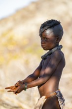 Himba child, traditional Himba village, Kaokoveld, Kunene, Namibia