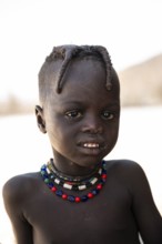 Portrait, Himba child, traditional Himba village, Kaokoveld, Kunene, Namibia