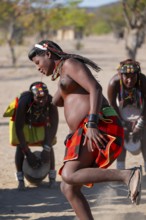 Traditional dance, brightly decorated woman of the Hakaona tribe, also Havakona or Hakawona, near