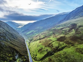 Autumn colours over Mach Loop from a drone, Minffordd, Tywyn, Wales, UK