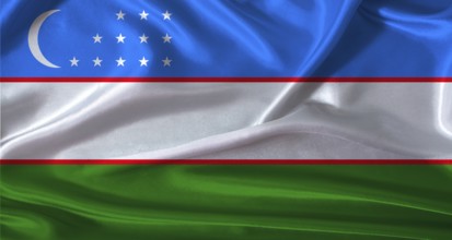 National flag of Uzbekistan with cloth texture. Uzbekistan flag with realistic texture background