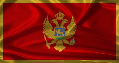 National flag of Montenegro with cloth texture. Montenegro flag with realistic texture background