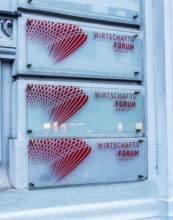 Information signs at the entrance to the SPD Economic Forum in Dorotheenstraße in Mitte, Berlin,