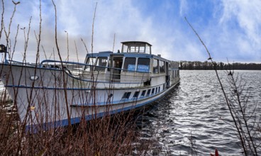 Stern- und Kreisschiffahrt ships spend the winter in the port of Berlin Tegel, Germany