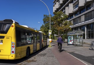 BVG public bus stops at Ernst Reuter Platz in Berlin-Charlottenburg, Germany