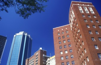 Skyscrapers in the city center of Harare, Zimbabwe, Africa, June 2000, vintage, retro, old,