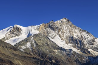 Snowy peak of Weisshorn mountain, Val d'Anniviers, Valais Alps, Canton of Valais, Switzerland