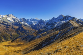 Snow-capped peaks in Val d'Anniviers, view from Corne de Sorebois mountain peak, Val d'Anniviers,