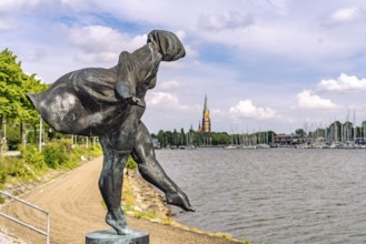 Bronze sculpture of Schleswig on the Schlei, City of Schleswig, Schleswig-Holstein, Germany