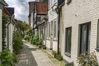 Alley in the old town of Eckernförde, Schleswig-Holstein, Germany