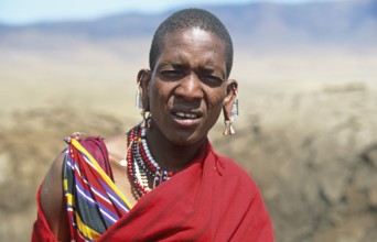 Portrait of a Maasai man, Ngorongoro Crater, Tanzania, Africa, June 2000, vintage, retro, old,