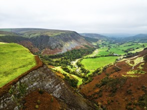 Autumn colours of Ffrwd Fawr Waterfall, Dylife, Llanbrynmair, Powys, Wales, UK