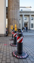 Massive bollards at Brandenburg Gate, security concept in the run-up to Christmas, Berlin, Germany