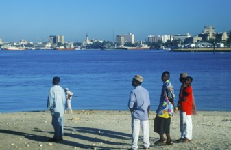 People waiting for the Kivuko ferry to Dar es-Salaam, Tanzania, Africa, June 2000, vintage, retro,