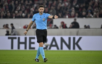 Referee Referee Marian Barbu (ROU) Gesture Gesture in the background Perimeter advertising Logo THE