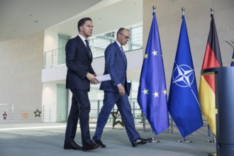 Mark Rutte (Secretary General of NATO) and Friedrich Merz (Chancellor of the Federal Republic of